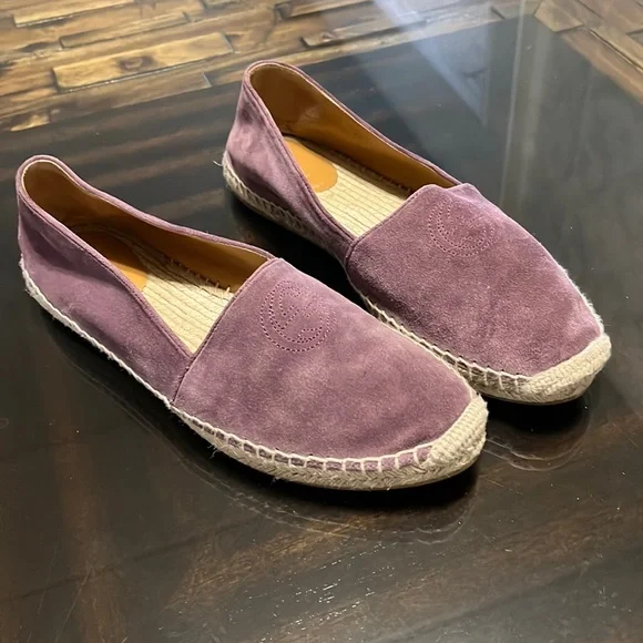 GUCCI Purple Leather Suede Espadrilles Flat Loafers Women’s Size 38.5